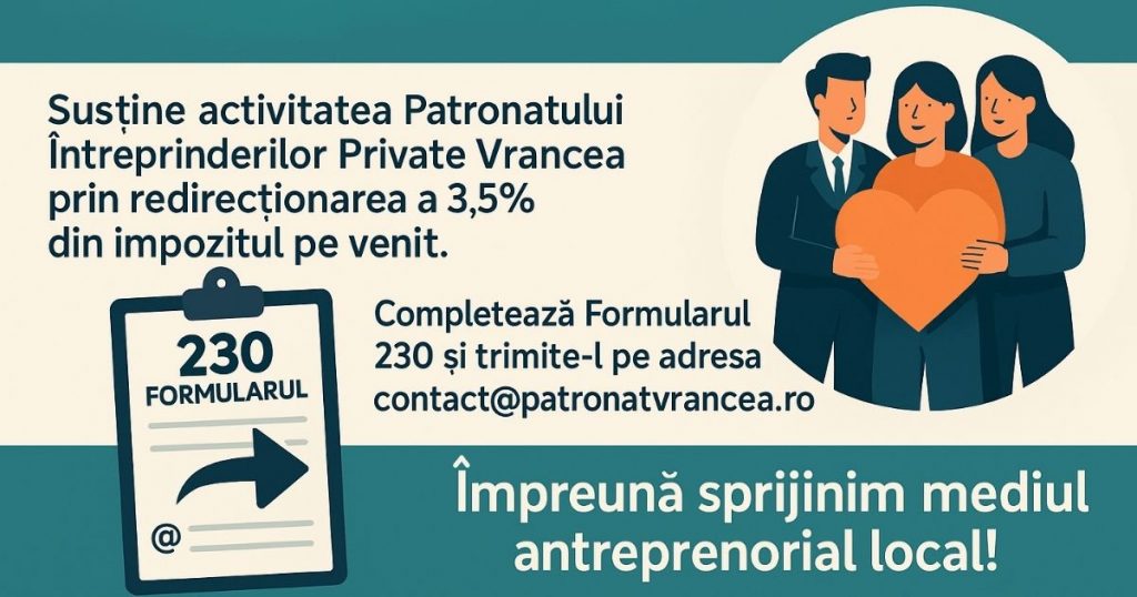 SUSTINE PATRONATUL VRANCEA PRIN FORMULARUL 230
